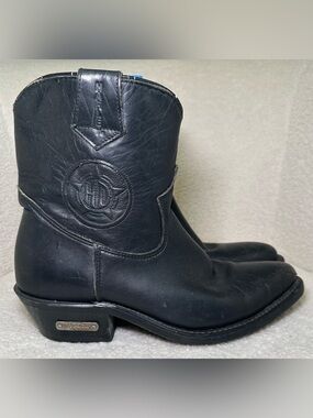 Vintage Harley Davidson Black Leather Engineer Motorcycle Boots Booties Boho 7.5